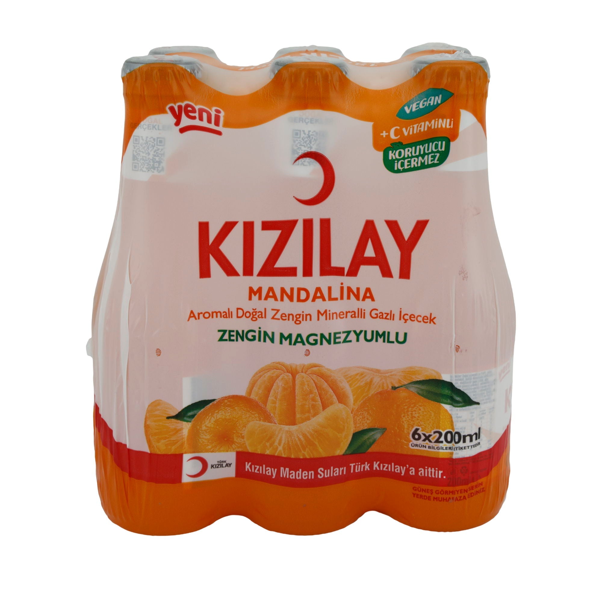 Mineralwasser Kızılay | Mandarinen-Geschmack | Angereichert mit Vitamin C | 6 x 200 ml KIZILAY